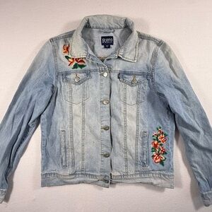 Women’s Vintage R1893 Roebuck & Co Lightwash Floral Embroidered Denium Jacket L